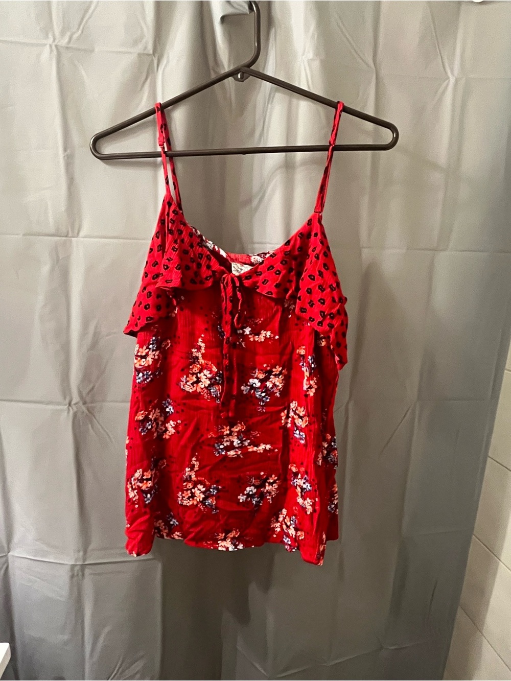 Pink Republic Red Floral Ruffle Cami